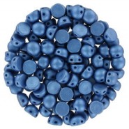 Cuentas de vidrio Czech Cabuchones 2 agujeros 6mm - Alabaster Metallic Sea Blue